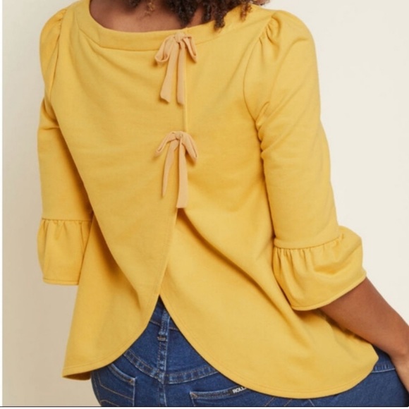 ModCloth NWT Ruffle Sleeve & Bows Top Size XS - Picture 7 of 9